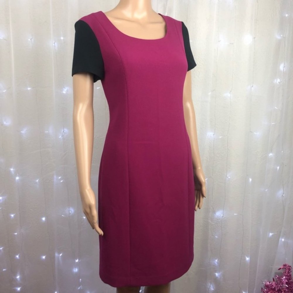 DKNY Black and Burgundy 2 tone short sleeved dress